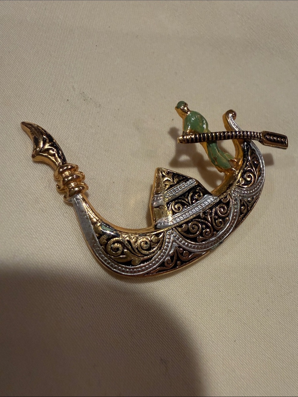Damascene boat brooch - Picture 5 of 7